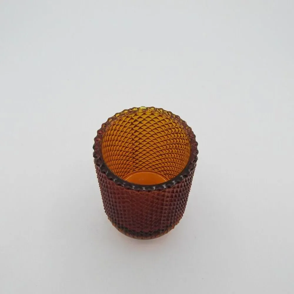 Vintage Diamond Point Votive Candle Holder AMBER no Rubber piece